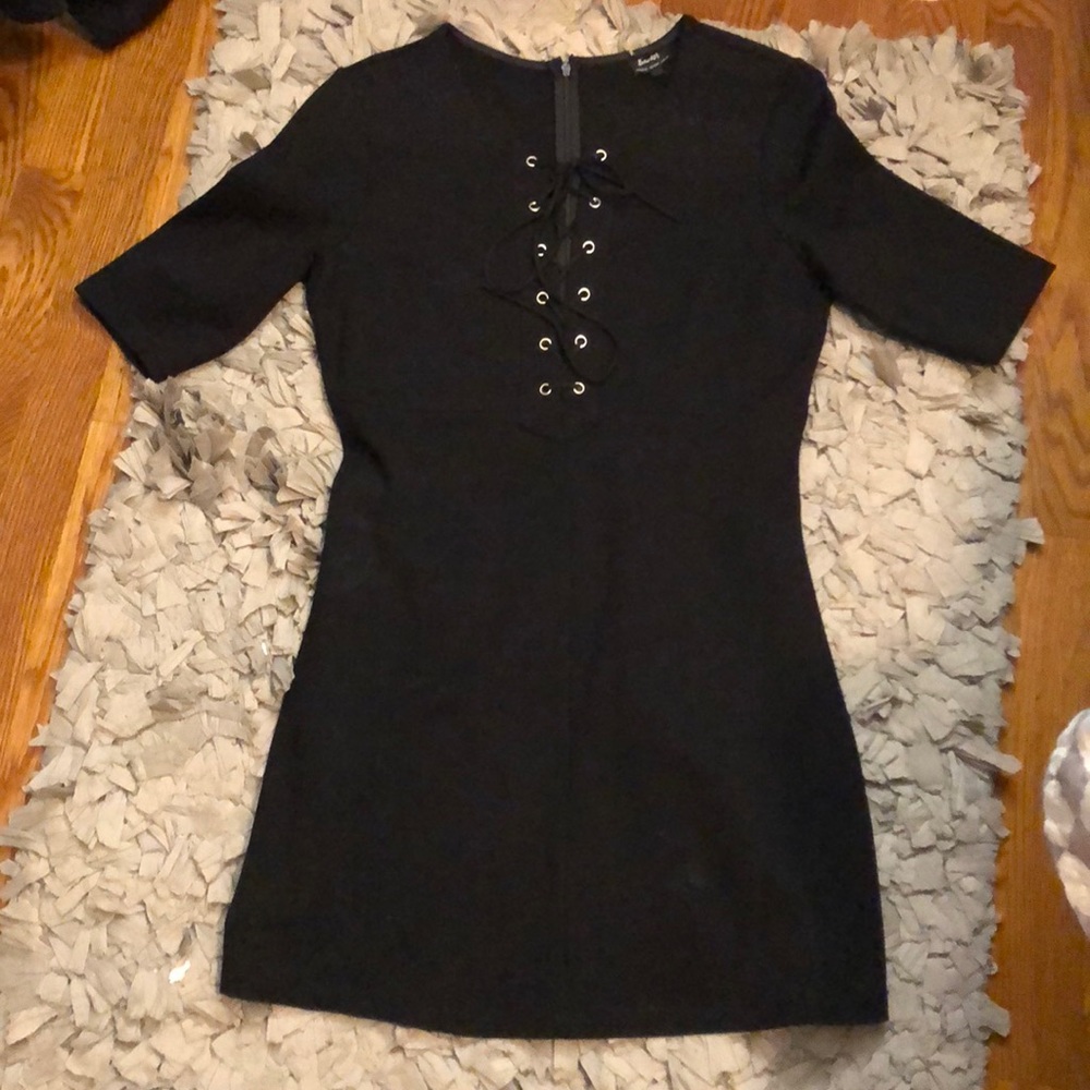 Black lace up dress